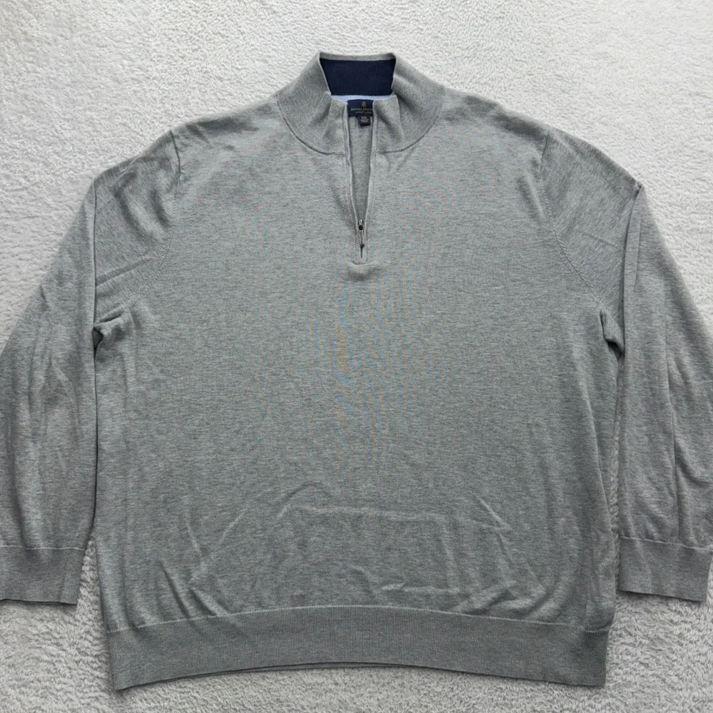 Brooks Brothers Gray Supima Cotton Quarter Zip Sweater‎ Mens XXL Pullover
